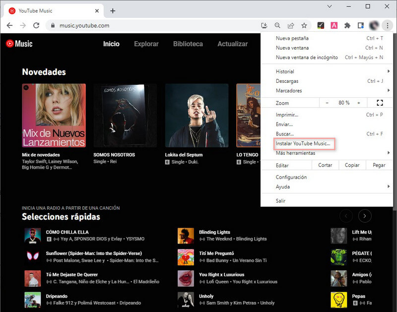 Instalar YouTube Music PWA