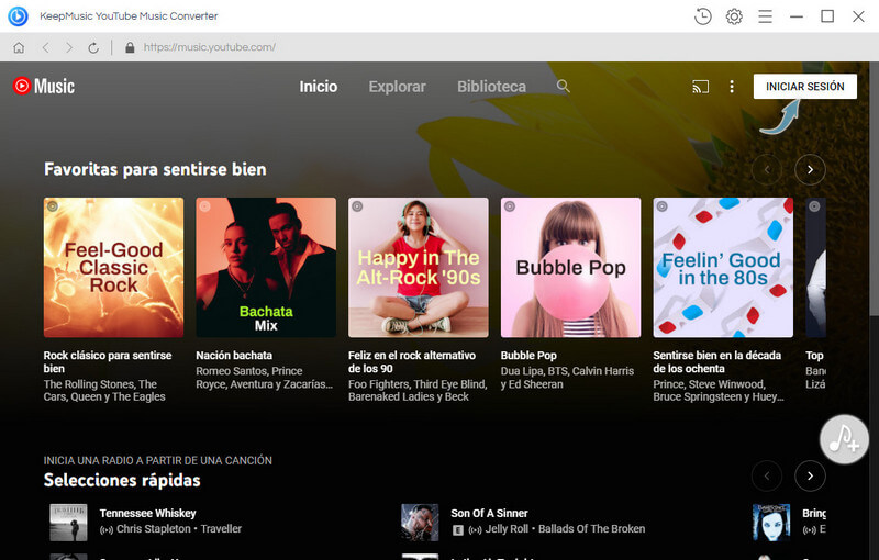 iniciar sesión en youtube music